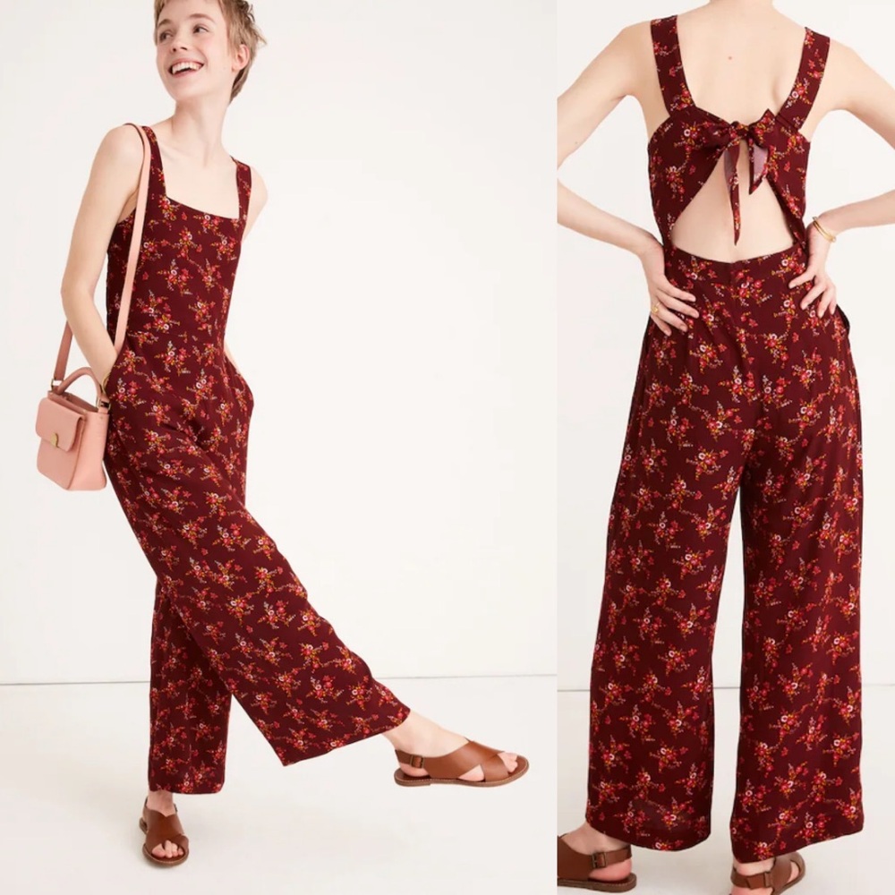 Madewell Apron Bow-Back Jumpsuit in Window Box Floral